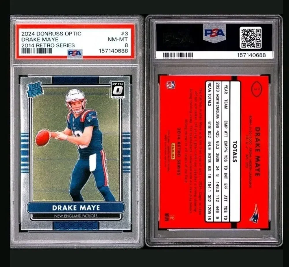 2024 Donruss Optic #3 Drake Maye 2014 Retro Series PSA 8 NM new England Patriots
